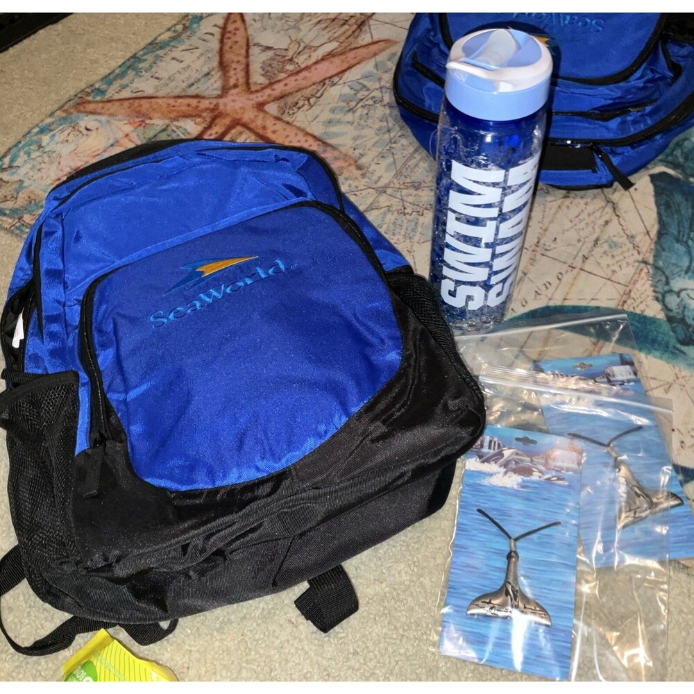 SeaWorld Backpack Official Orlando Lg., Cooling Gel Cup,2Whale Tail Necklace New